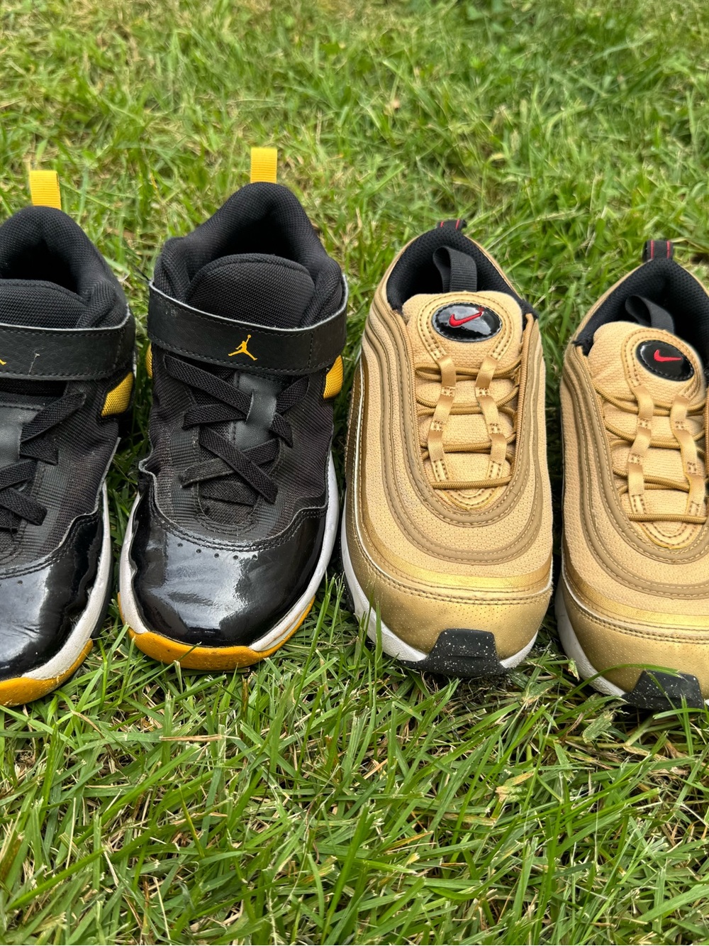 Nike Kids Black and Gold Athletic Sneakers - Pair of Youth Shoes